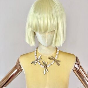 Barcino Gold Dragon Fly Pearl Necklace NWT